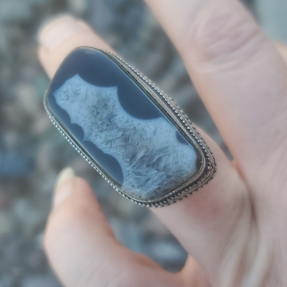 New Overzized Solar Quartz Agate 925 Silver Ring. - Picture 5 of 12
